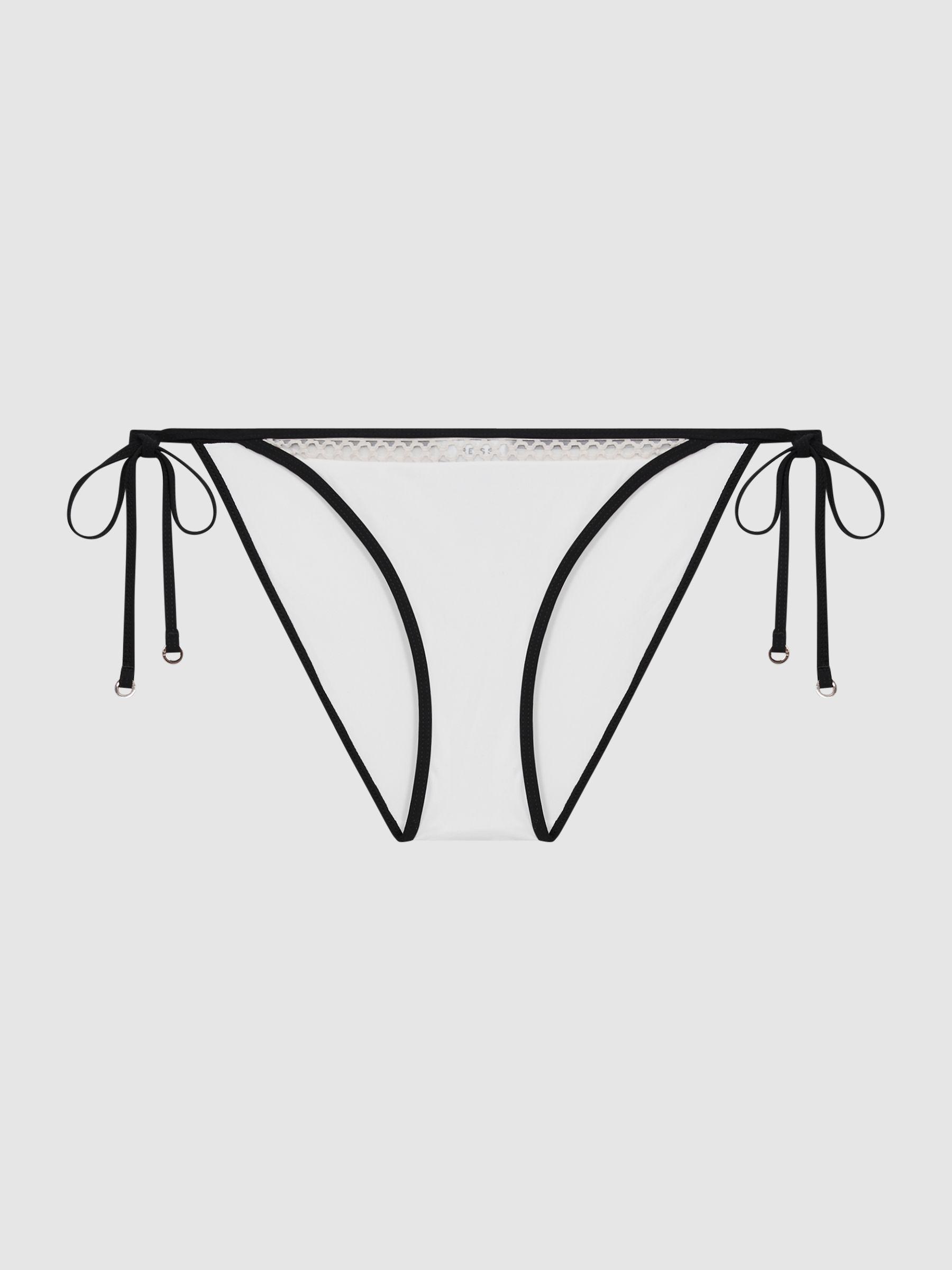 Side Tie Lattice Bikini Bottoms in White/Neutral Product Image