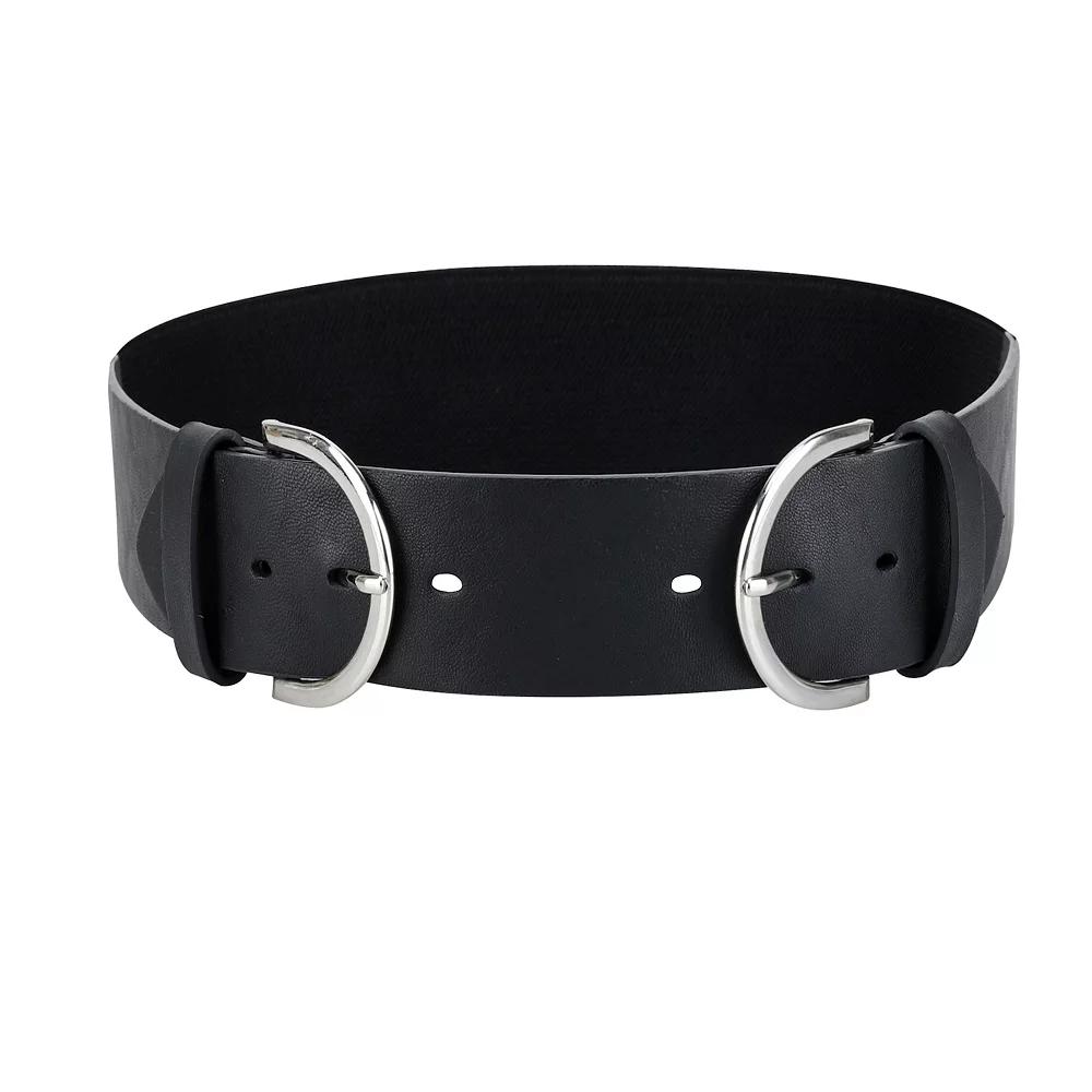 Womens LC Lauren Conrad Double Harness Buckle Wide Stretch Waist Belt Product Image