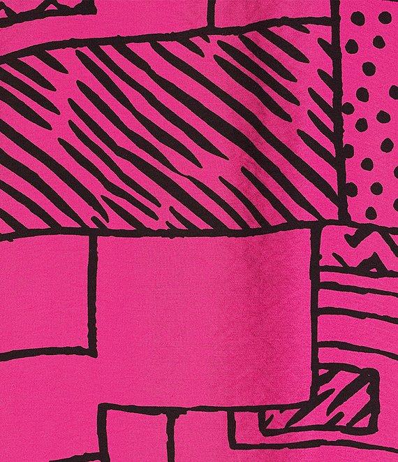 Ali Miles Printed Wire Collar 3/4 Sleeve Button Front Side Slit Tunic Product Image