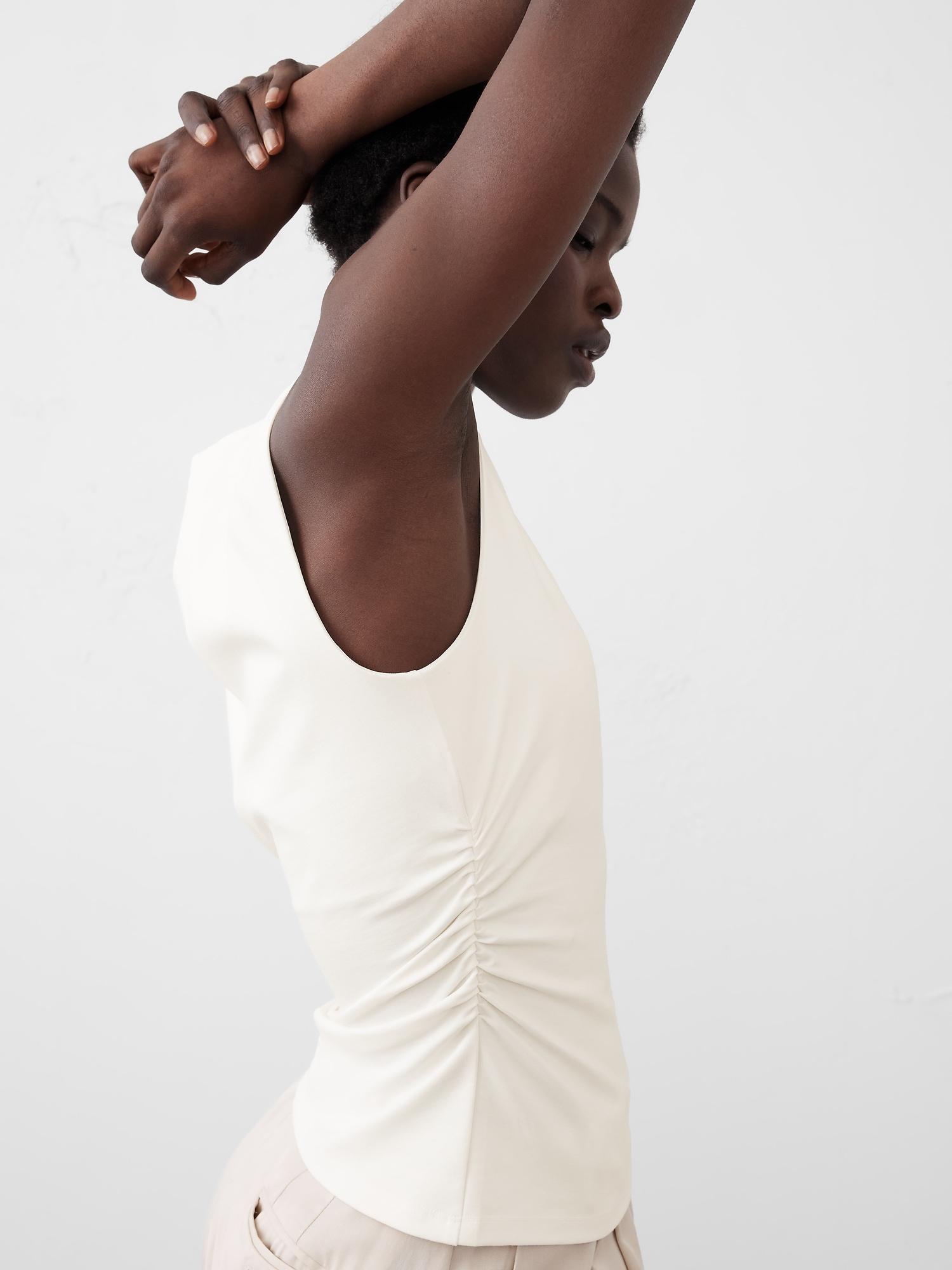 Shirred-Waist Ponte Top Product Image