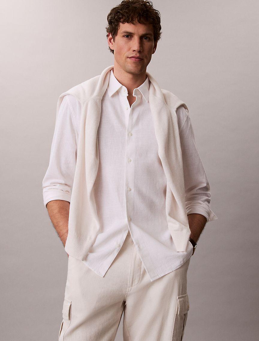 Linen Cotton Classic Button-Down Shirt Product Image
