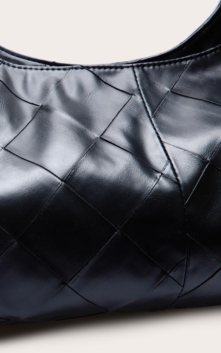 Black Oversized Weave Large Tote Bag Product Image