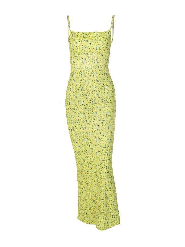 Backless Floral Print Bodycon Maxi Dress Product Image
