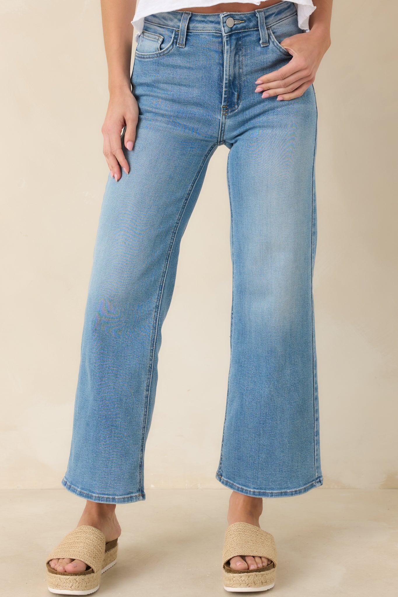 Always First Light Wash Wide Leg Jeans Product Image