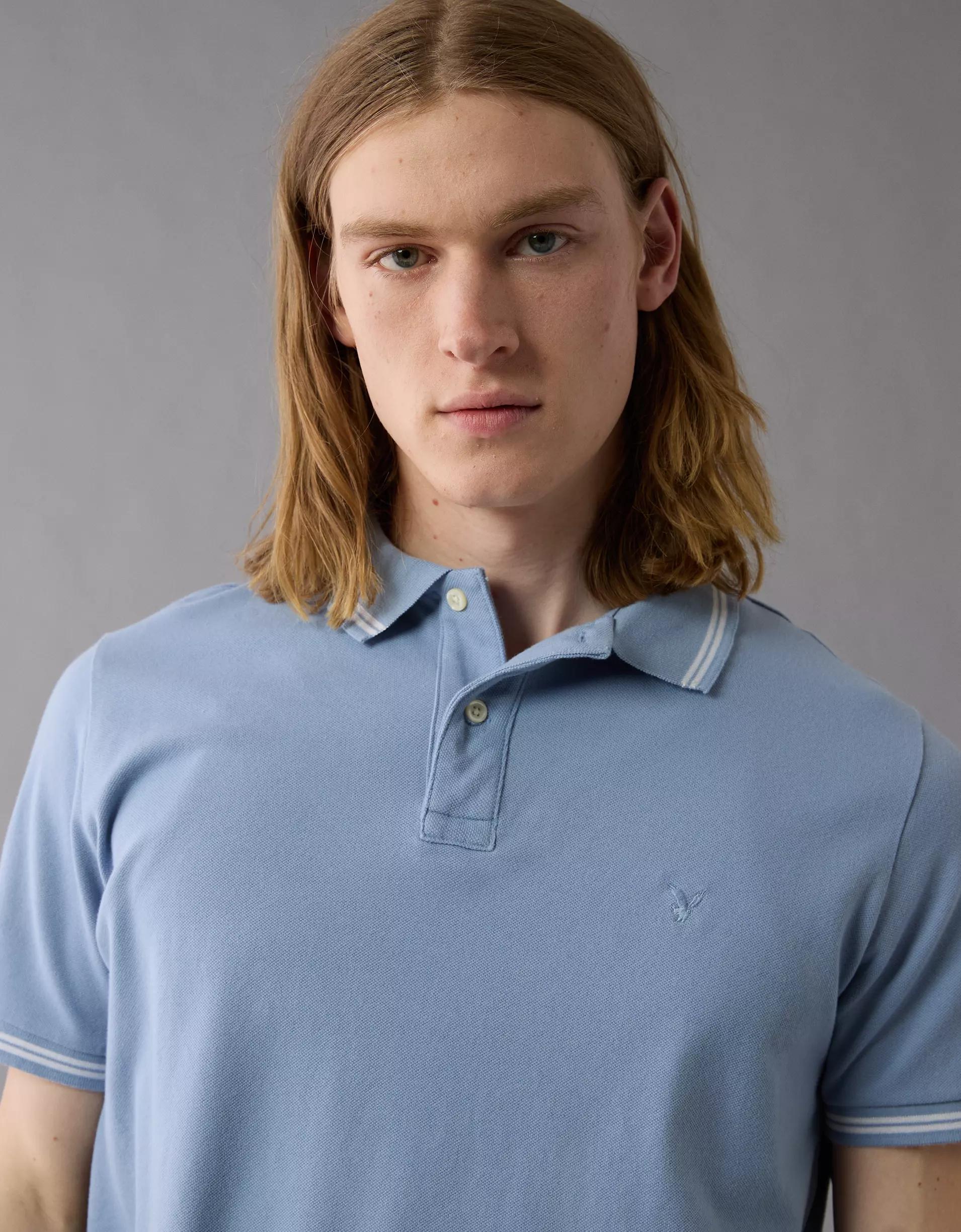 AE Lived-In Stretch Pique Slim Fit Tipped Polo Shirt Product Image