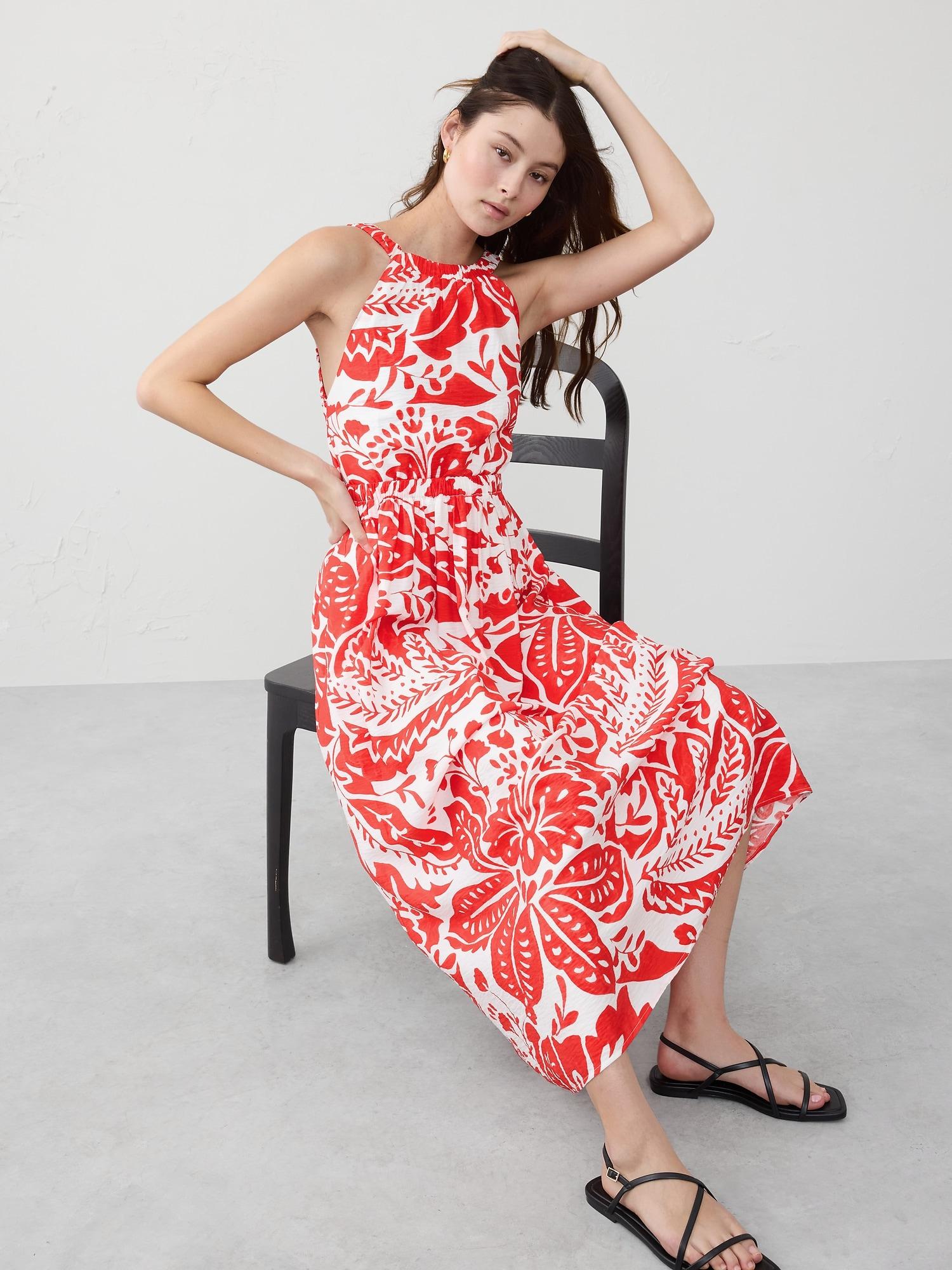 Halter-Neck Midi Dress Product Image