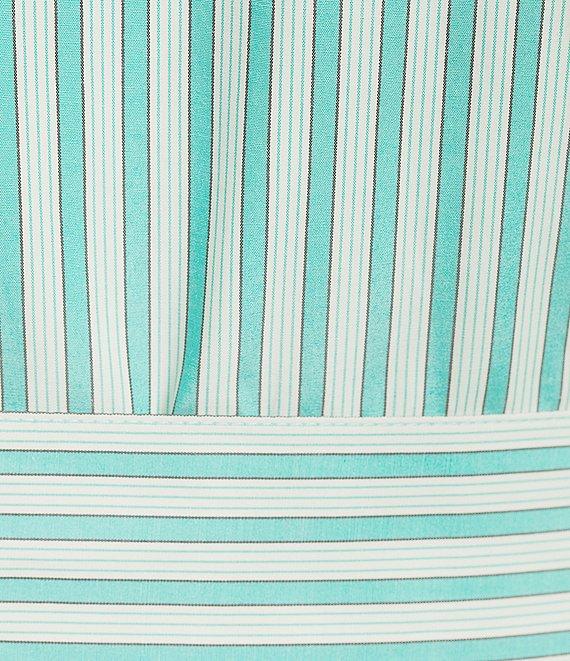 Abbey Glass Harper Stripe Print Button Down Collar Short Sleeve Poplin Midi Dress Product Image