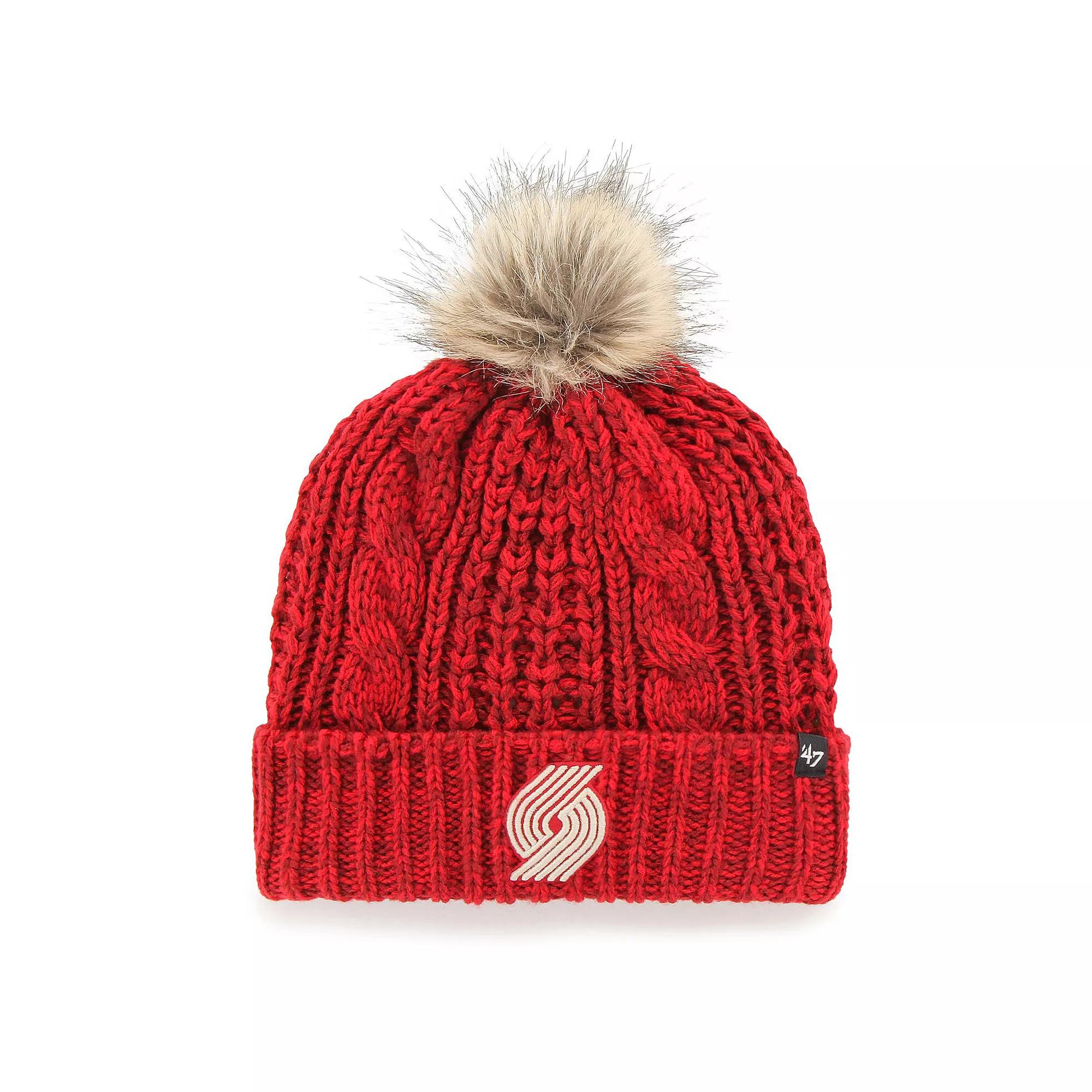 Women's '47 Red Portland Trail Blazers Meeko Cuffed Knit Hat with Pom Product Image