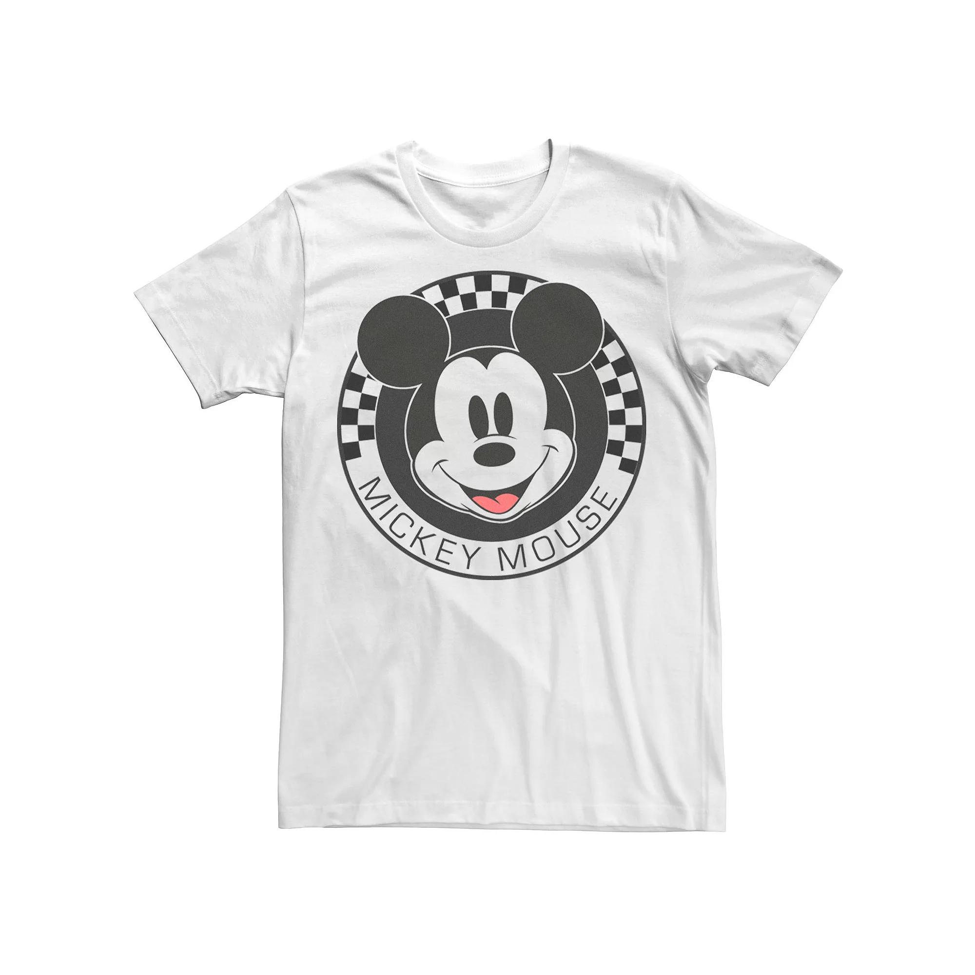 Disney's Mickey & Friends Mickey Mouse Checkerboard Circle Men's Tee, Size: Small, White Product Image