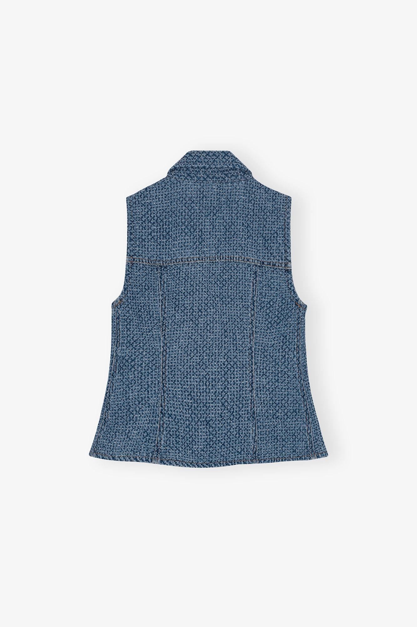Blue Textured Denim Top Product Image