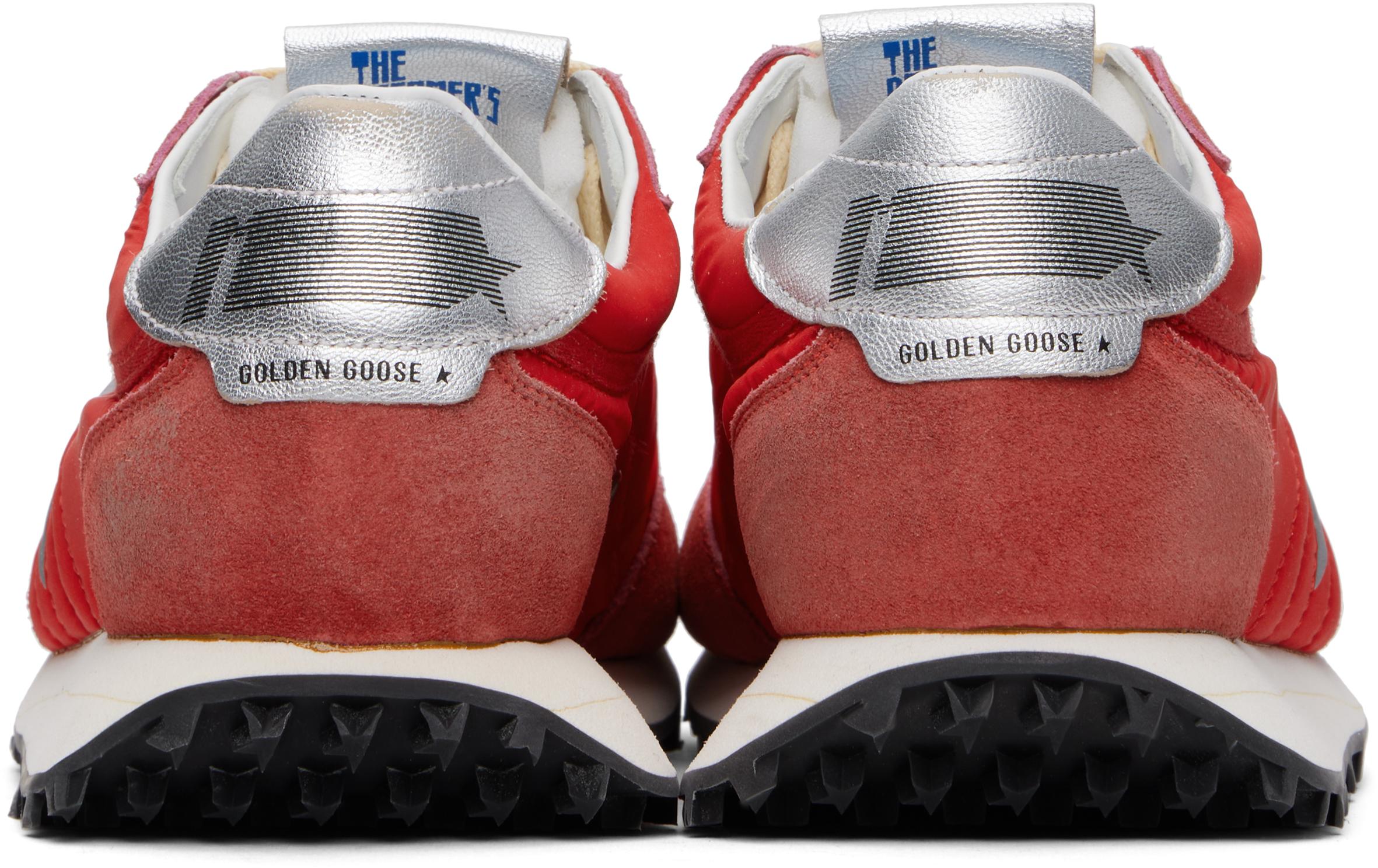 GOLDEN GOOSE Marathon Sneakers With Red Nylon Upper And Silver Star Shoes Product Image
