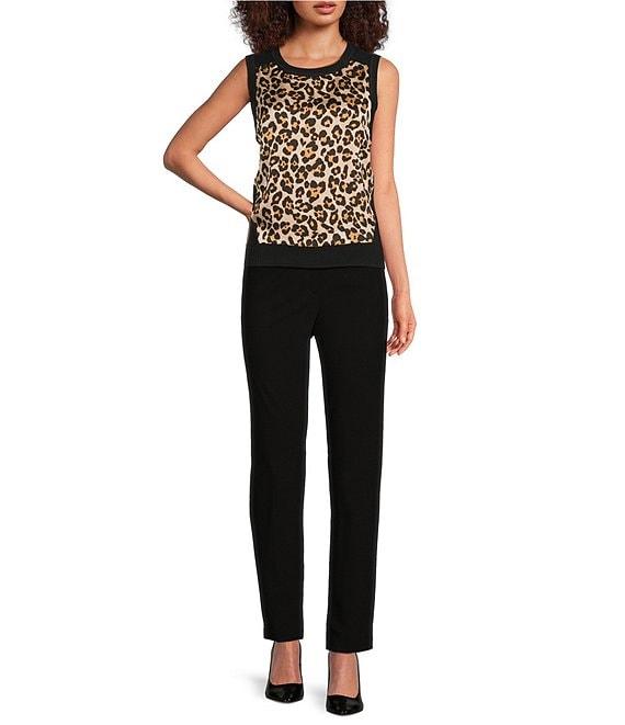 DKNY by Donna Karan Mix Media Crew Neck Sleeveless Top Product Image