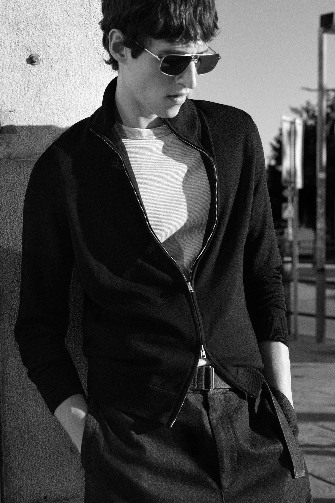 FUNNEL-NECK MERINO WOOL ZIP-UP CARDIGAN Product Image