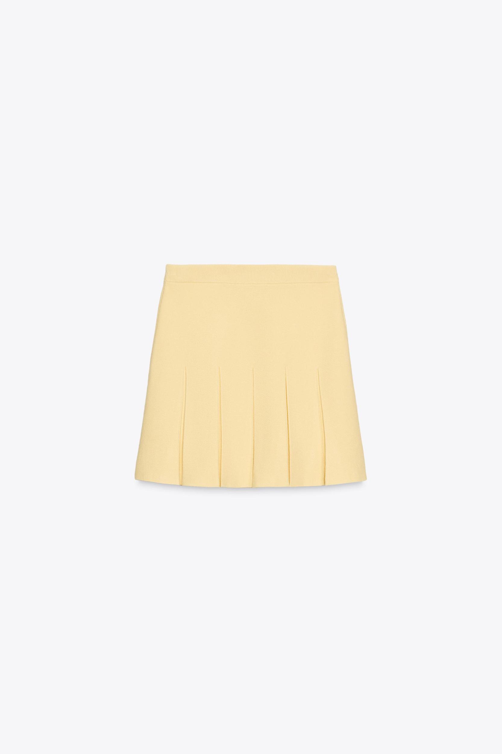 BOX PLEAT KNIT MINI SKIRT Product Image
