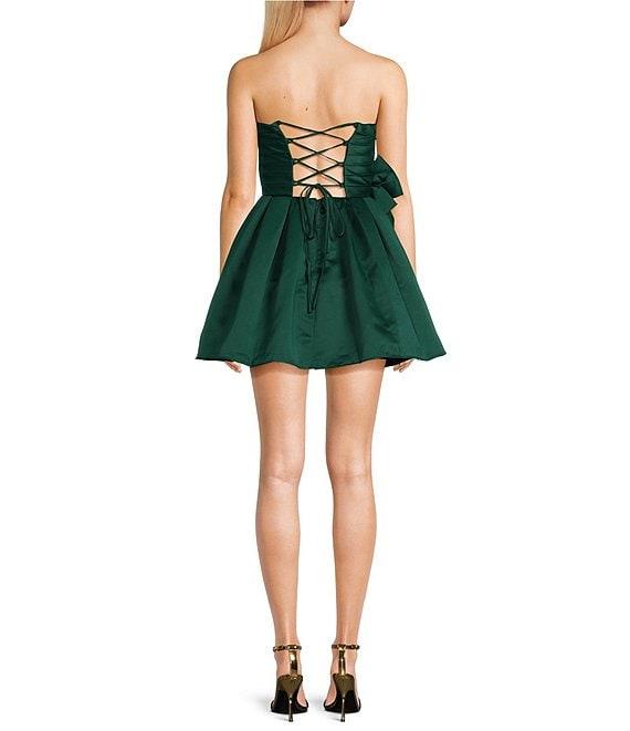 Dear Moon Strapless Pleated Bodice With Bow Dress Product Image