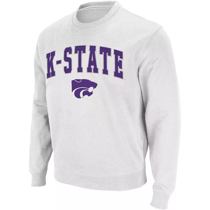 Men's Colosseum White Kansas State Wildcats Arch & Logo Crew Neck Sweatshirt,  Product Image