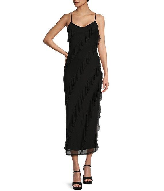 Evolutionary Sleeveless Bias All Over Ruffle Dress Product Image