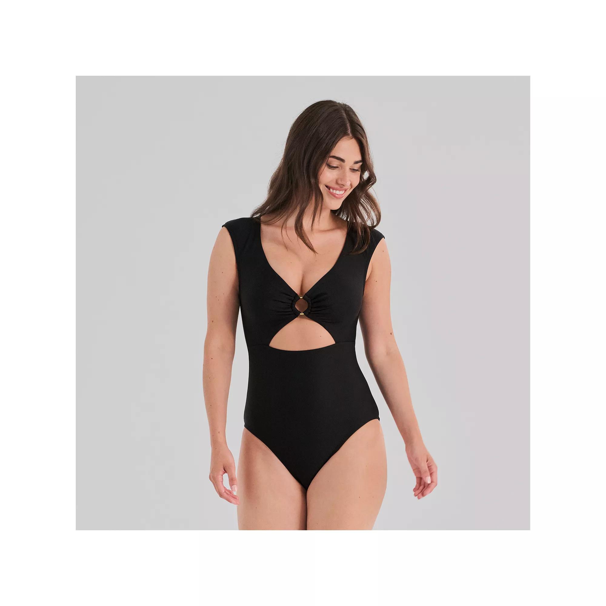 Women's Freshwater Cap Sleeve Cut-Out One-Piece Swimsuit,  Product Image