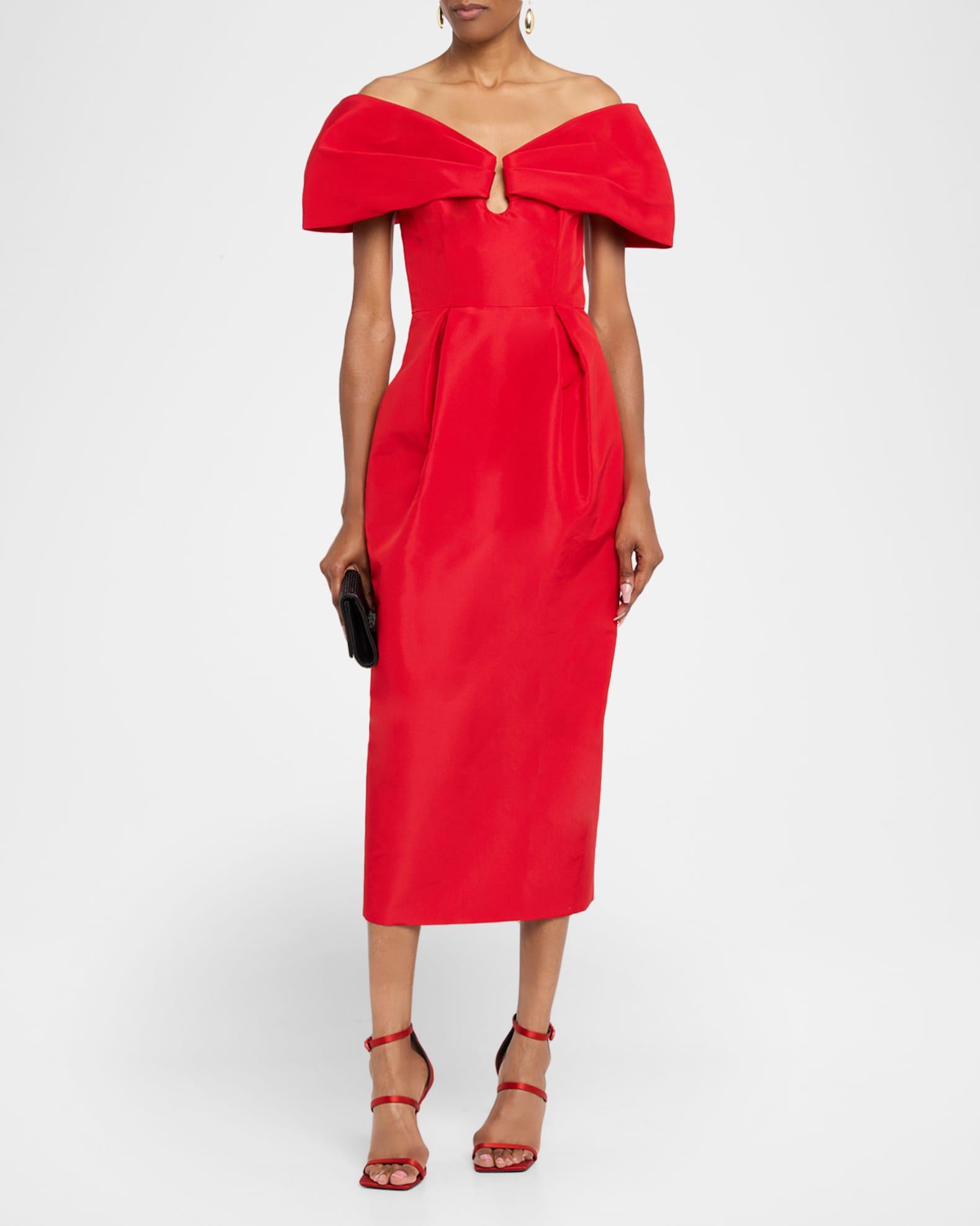 Off-The-Shoulder Midi Column Dress Product Image