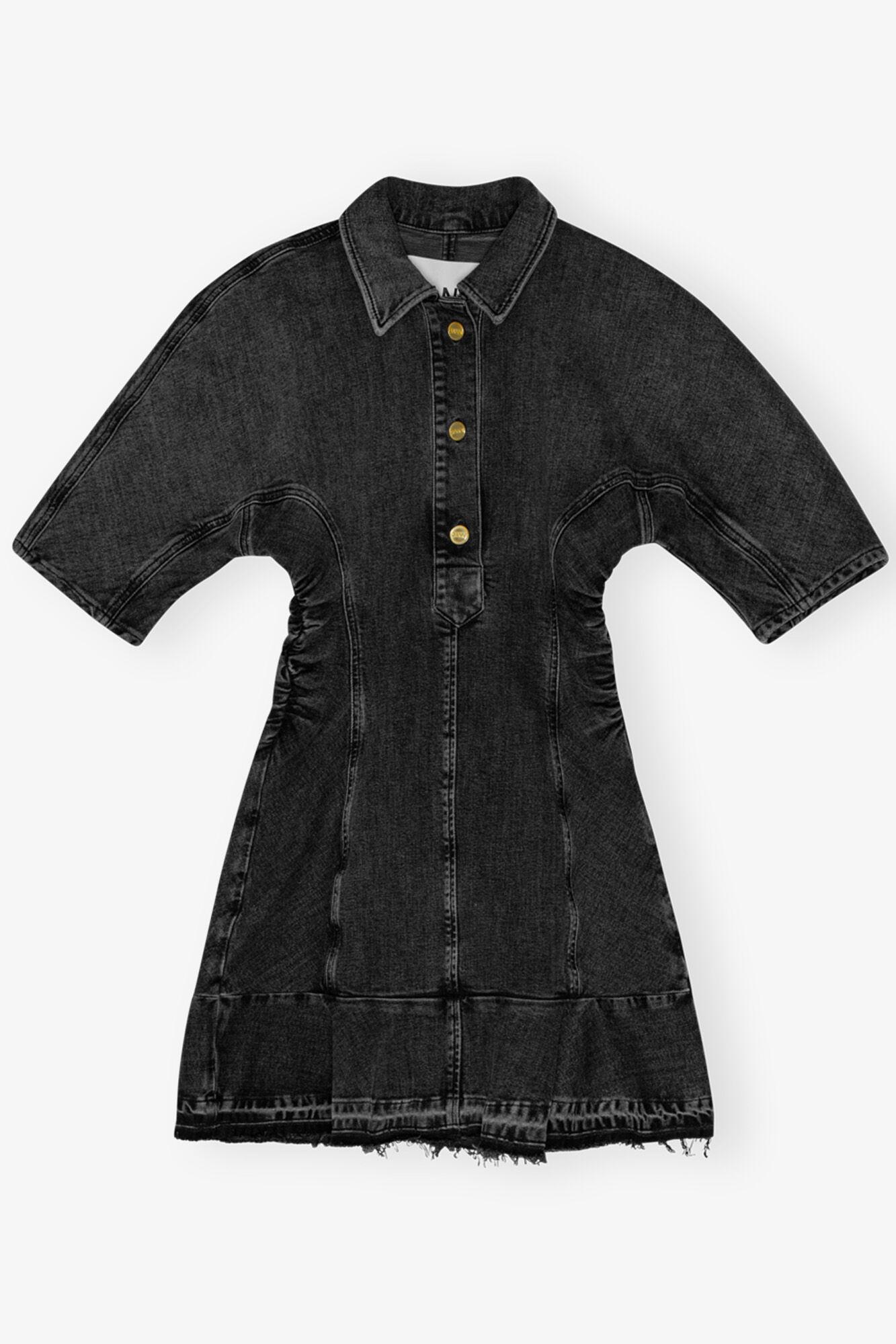 Washed Black Denim Mini Dress Product Image