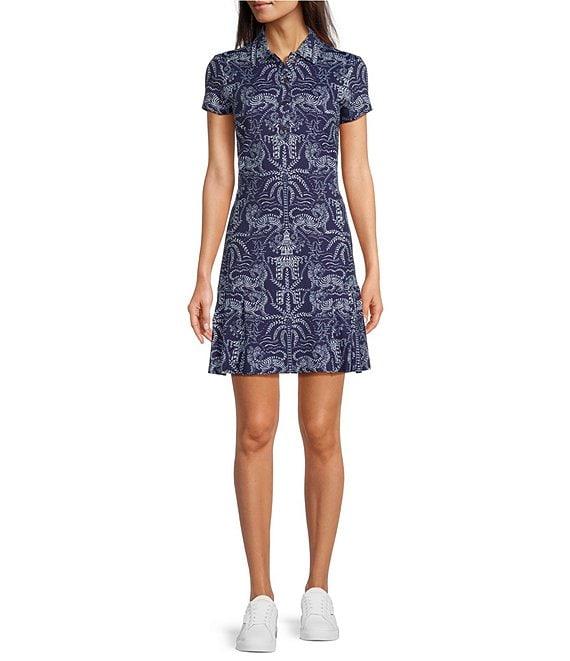 J.McLaughlin Dorte Printed Catalina Cloth Point Collar Cap Sleeve Dress Product Image