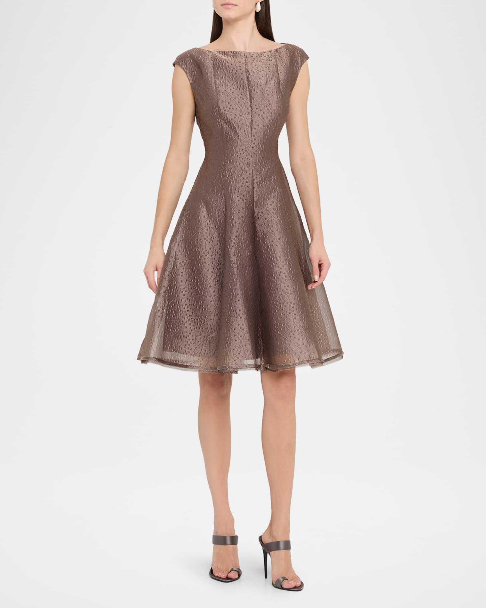 Rivet Organza Short-Sleeved Midi Dress Product Image