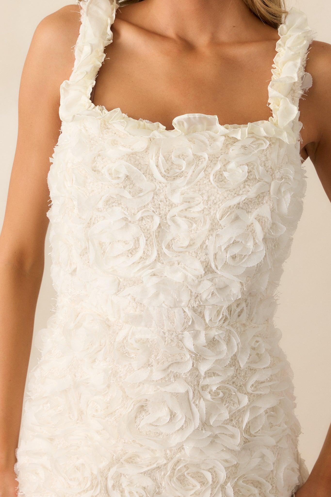 Something Good Ivory Floral Applique Maxi Dress Product Image