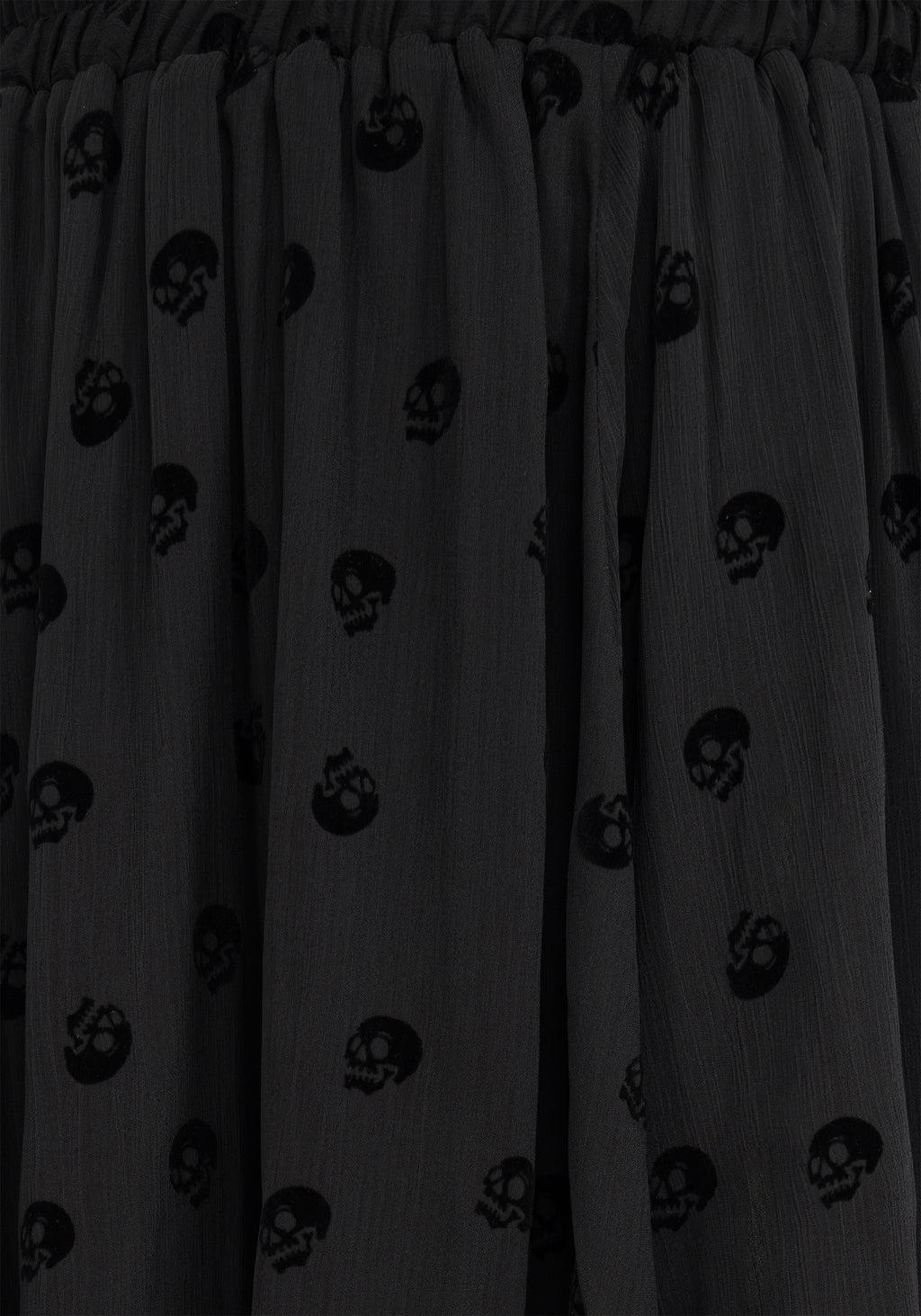 Bones Flocked Chiffon Handkerchief Hem Skirt Product Image