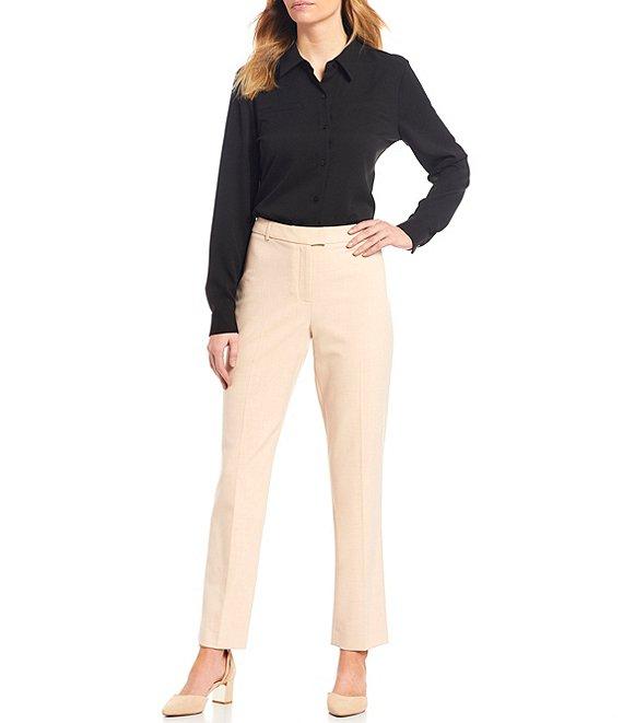 Alex Marie Piper Lightweight Soft Crepe de Chine Point Collar Long Sleeve Button Front Top Product Image