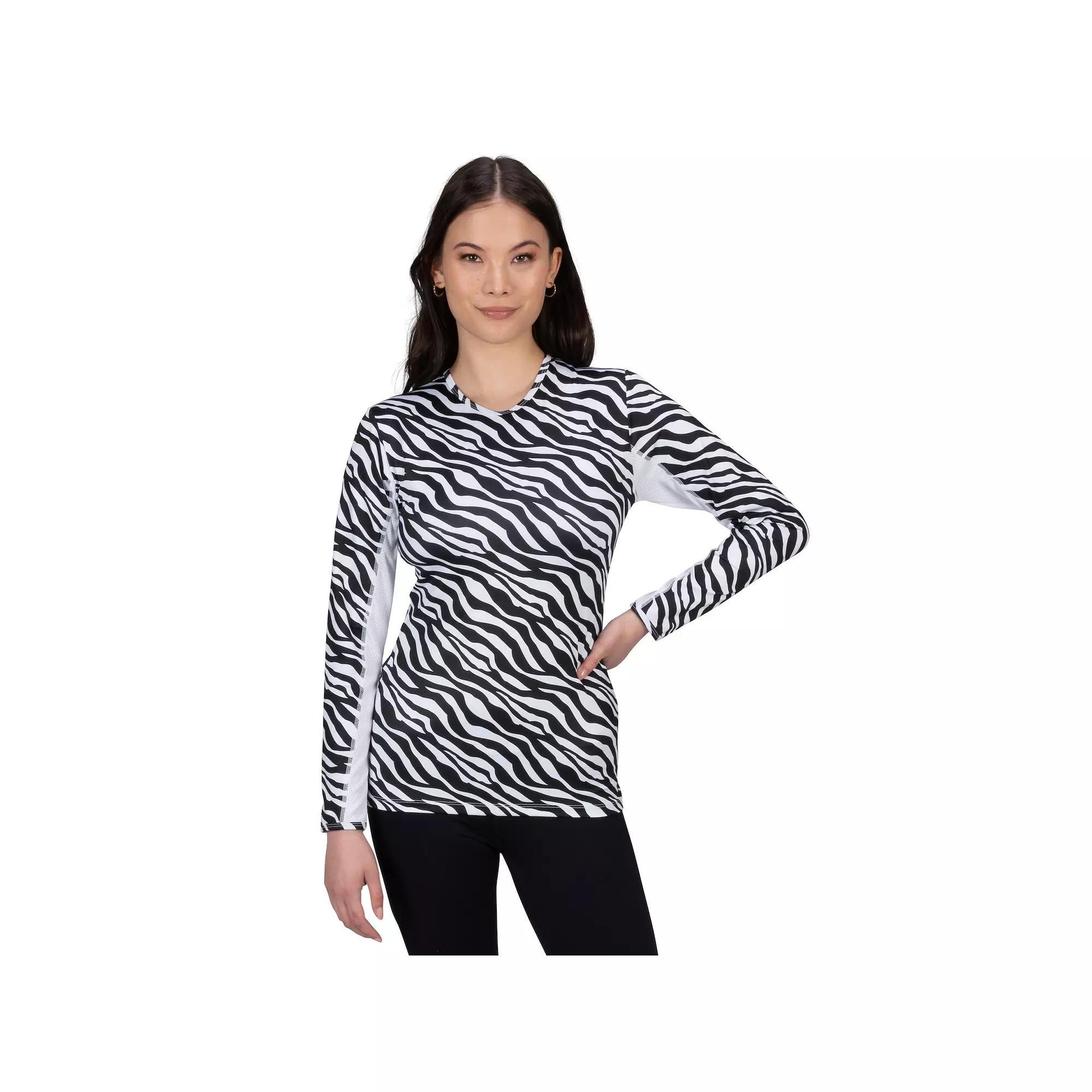 Women's Nancy Lopez Aspiration Long Sleeve Golf Tee, Size: Large, Black White Mutli Product Image