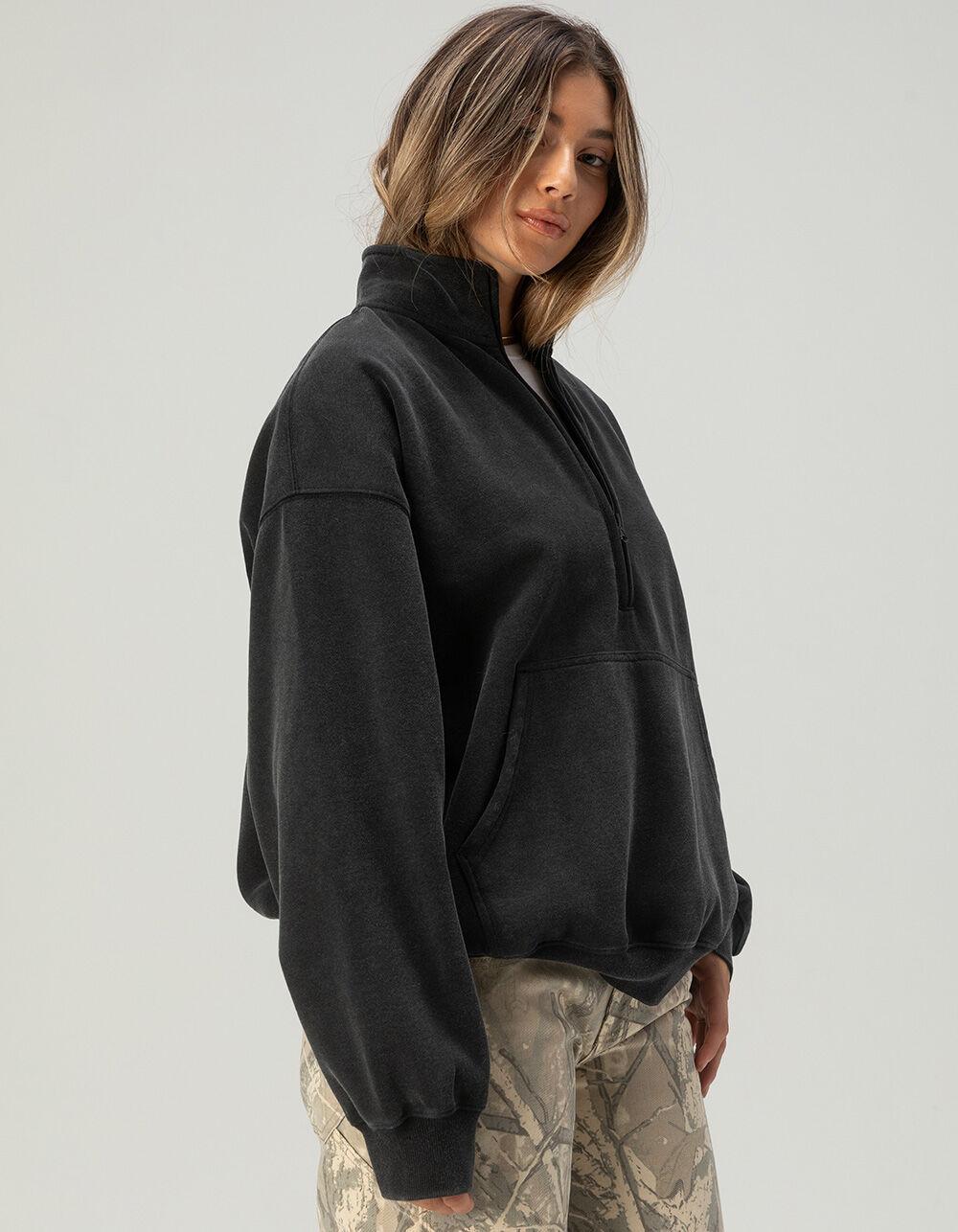 TILLYS Half-Zip Womens Sweatshirt - BLACK Product Image