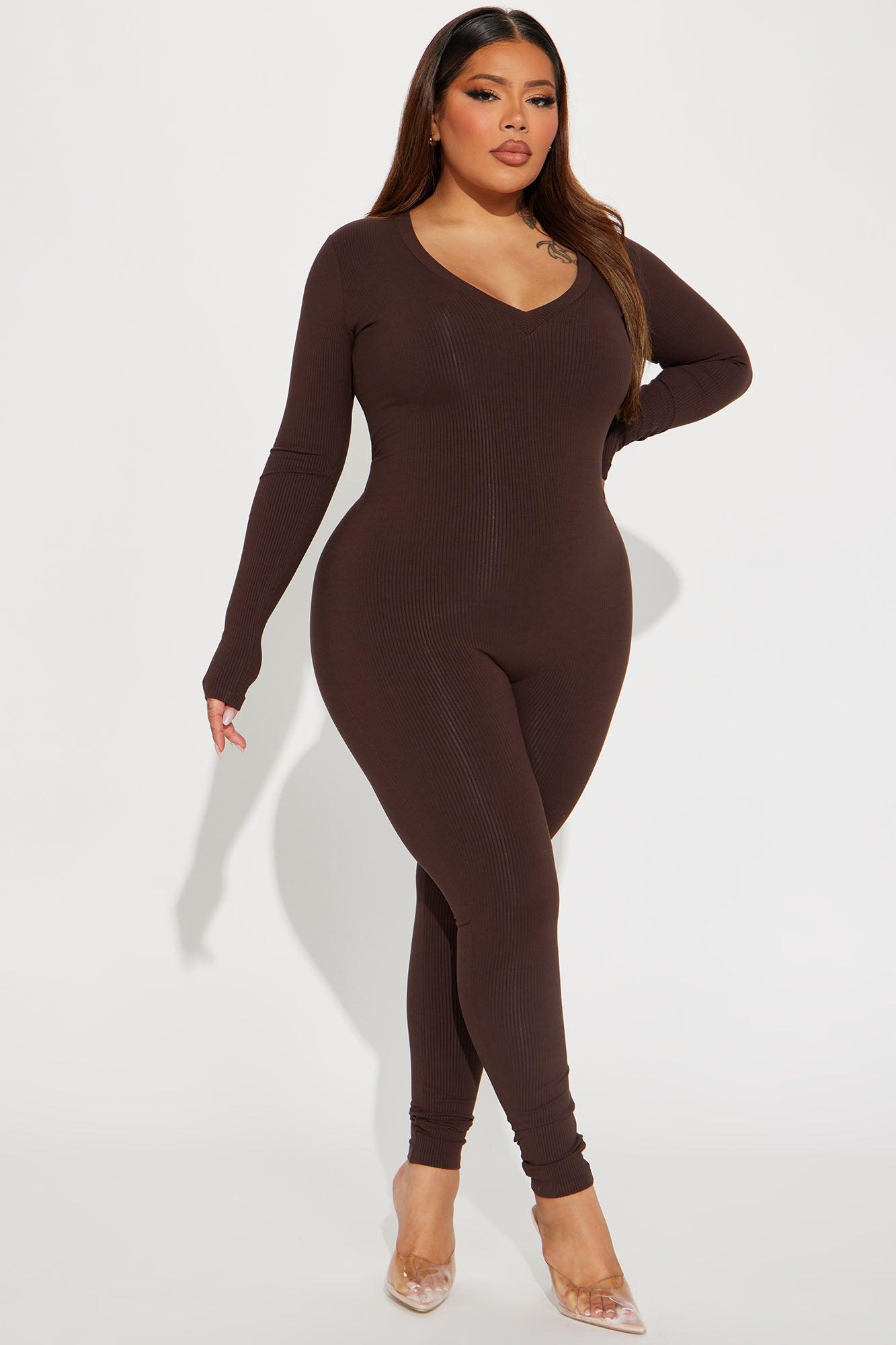 Raven Snatched Jumpsuit - Chocolate Product Image