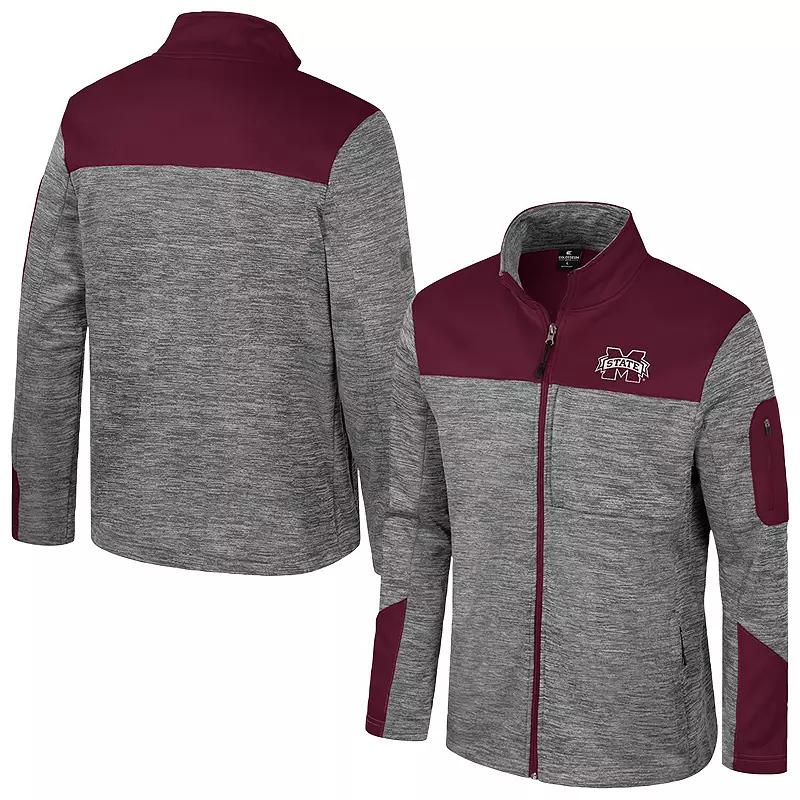 Men's Colosseum  Gray/Maroon Mississippi State Bulldogs Guard Full-Zip Jacket, Size: Large, Mst Grey Product Image