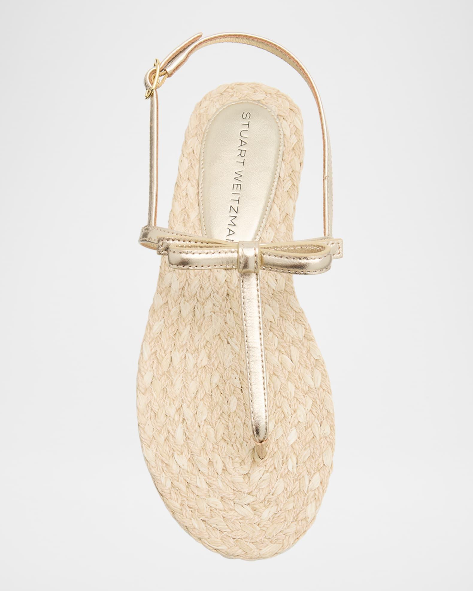 Felicity Metallic Bow T-Strap Sandals Product Image