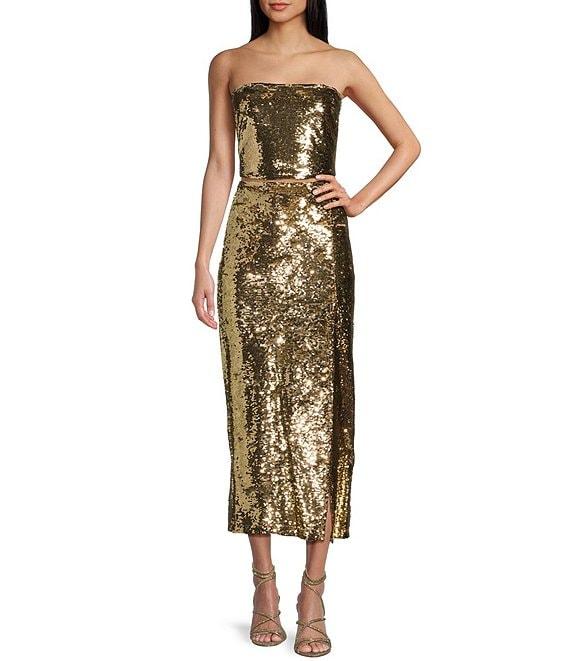 GB Midi Sequin Side Slit Coordinating Skirt Product Image