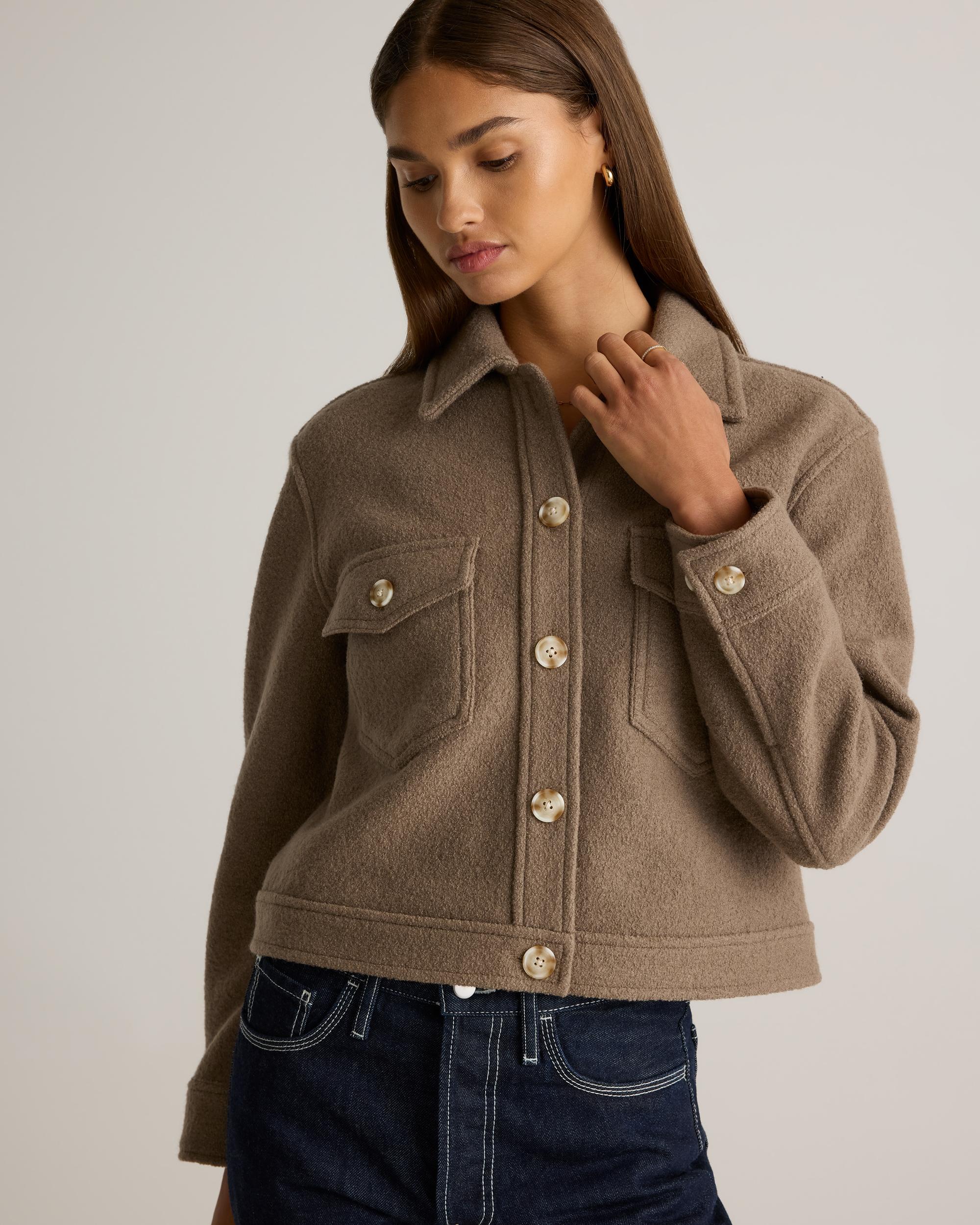 Quince | Women's 100% Merino Wool Cropped Shirt Jacket Product Image