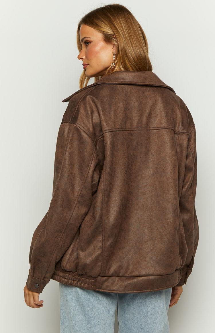 Abbi Brown Faux Suede Bomber Jacket Girls Product Image