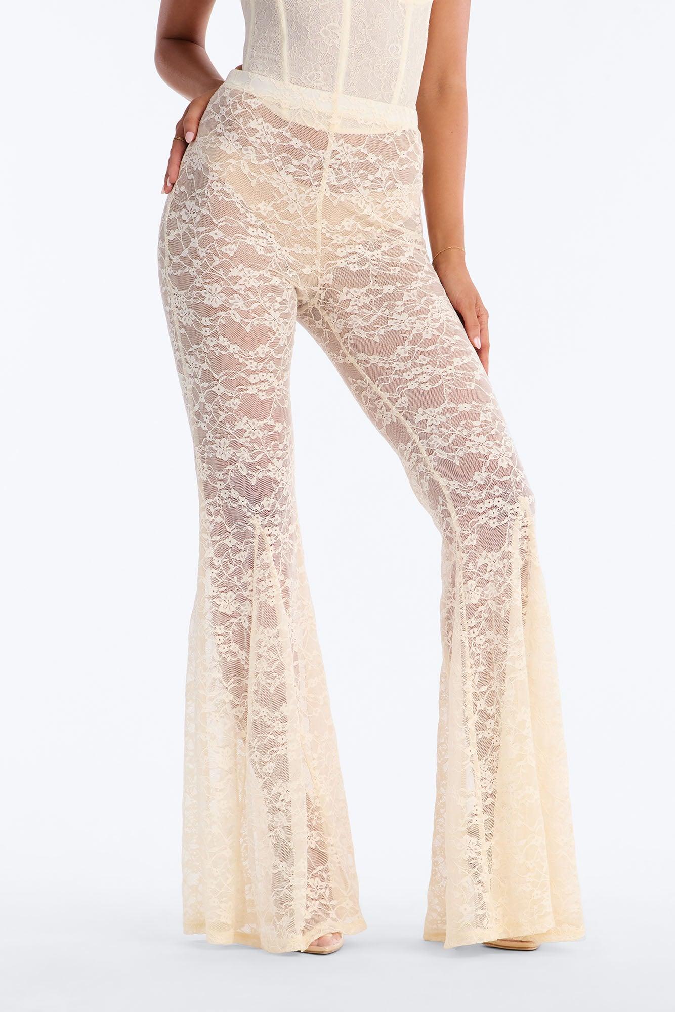 Emmalyn Lace Flare Pant - Cream Female Product Image