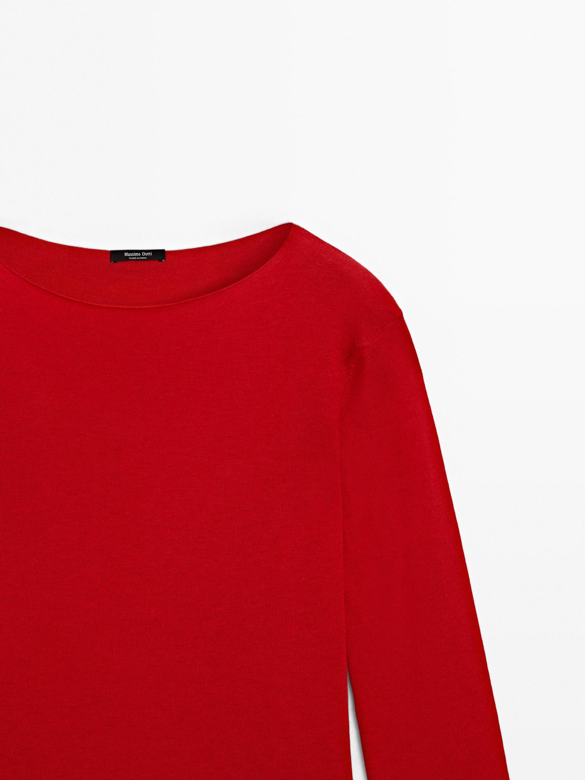 Wool blend boat neck sweater Product Image