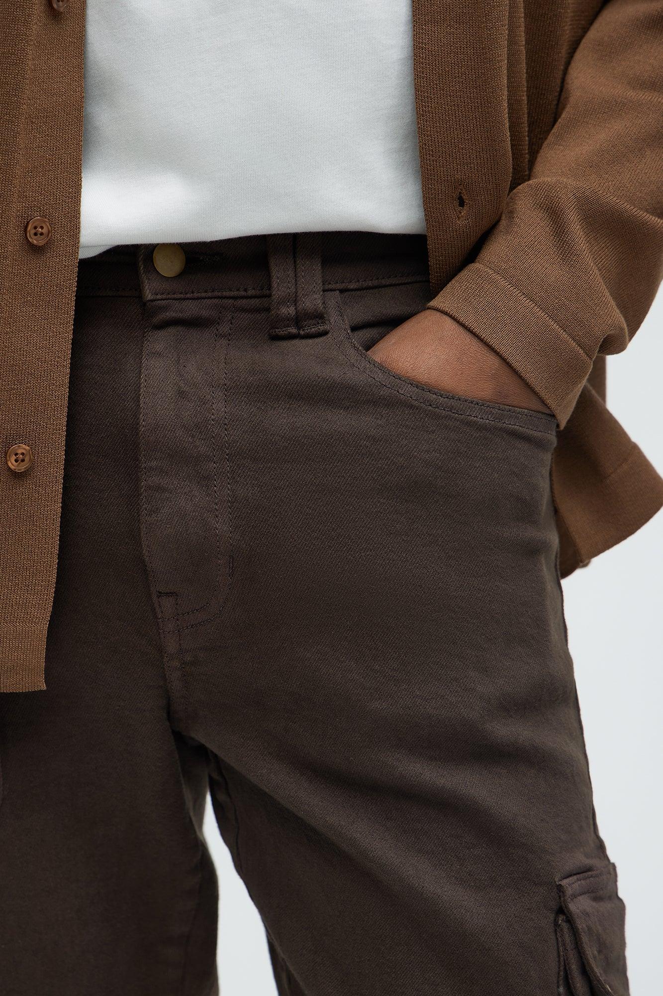 Hate To Say It Utility Cargo Slim Pants - Brown Product Image
