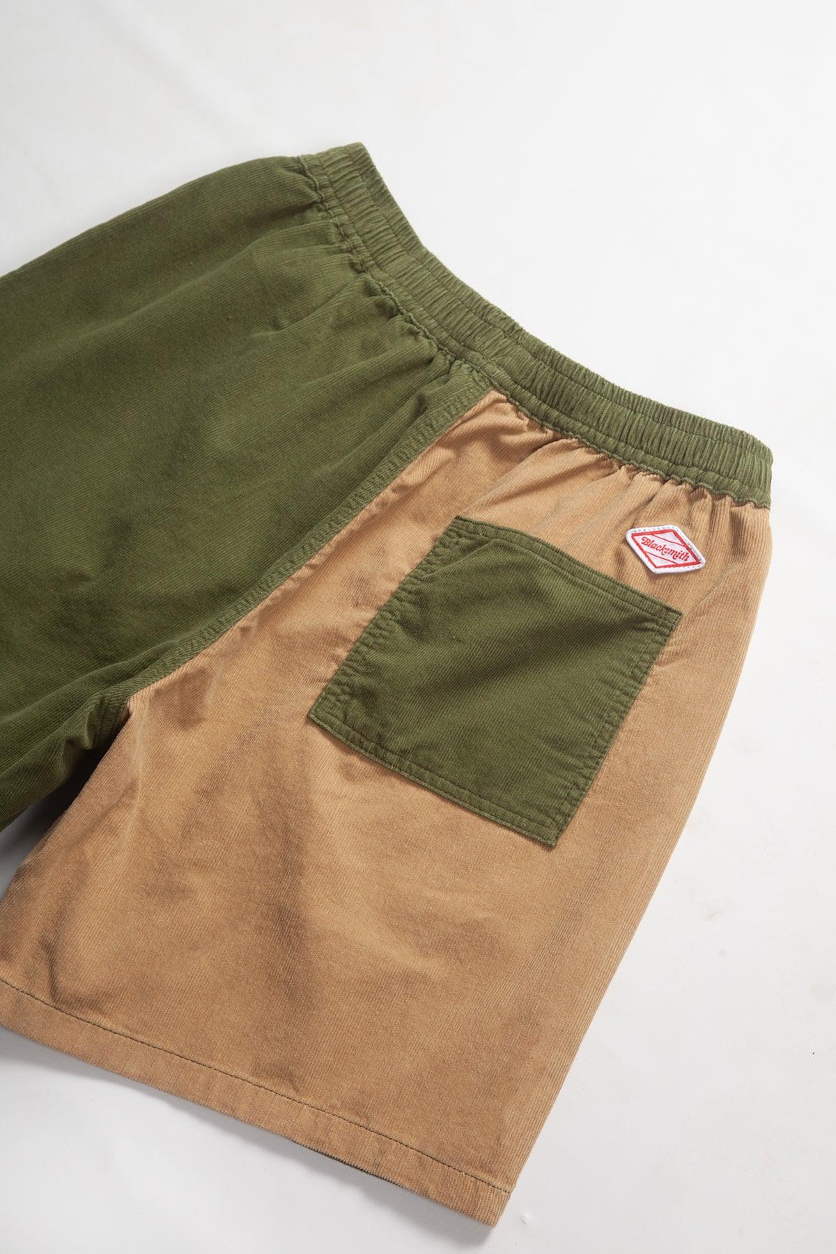 Blacksmith - Corduroy Easy Shorts - Olive/Tan Product Image
