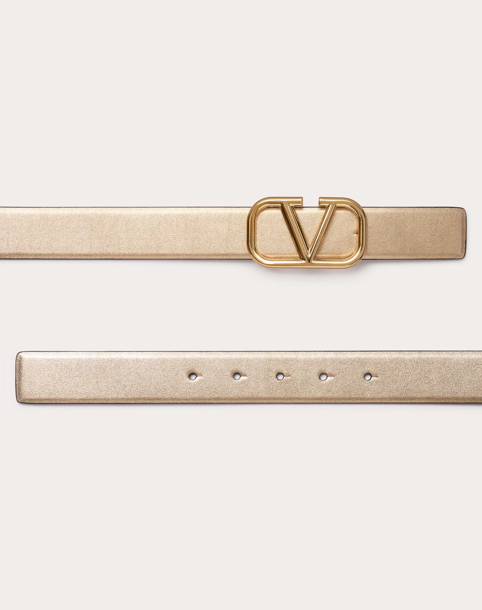Vlogo Signature Reversible Belt In Metallic And Shiny Calfskin 30 Mm Product Image