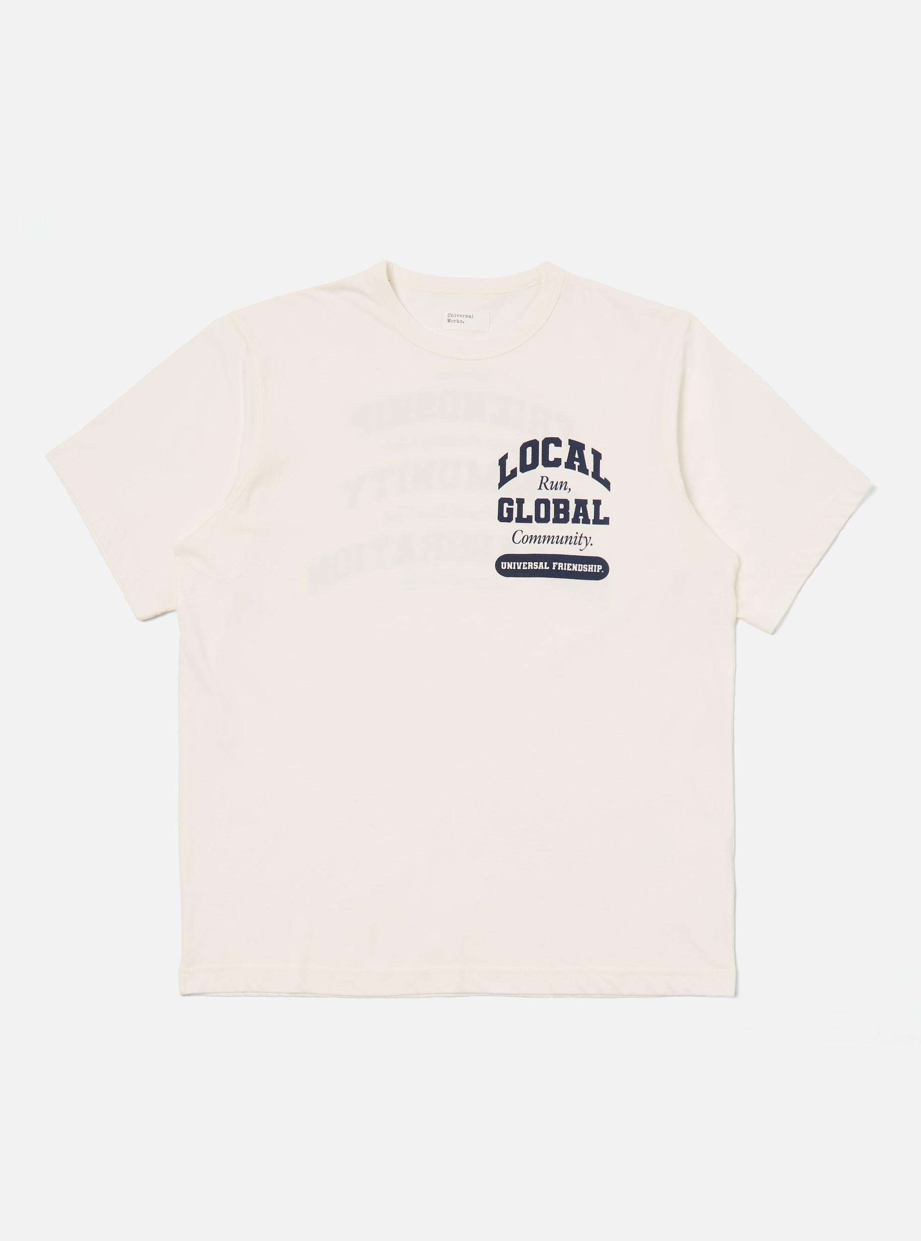 Universal Works x Progress Run Club x Embankment Run Club x Saucony Print Tee in Ecru Single Jersey Product Image