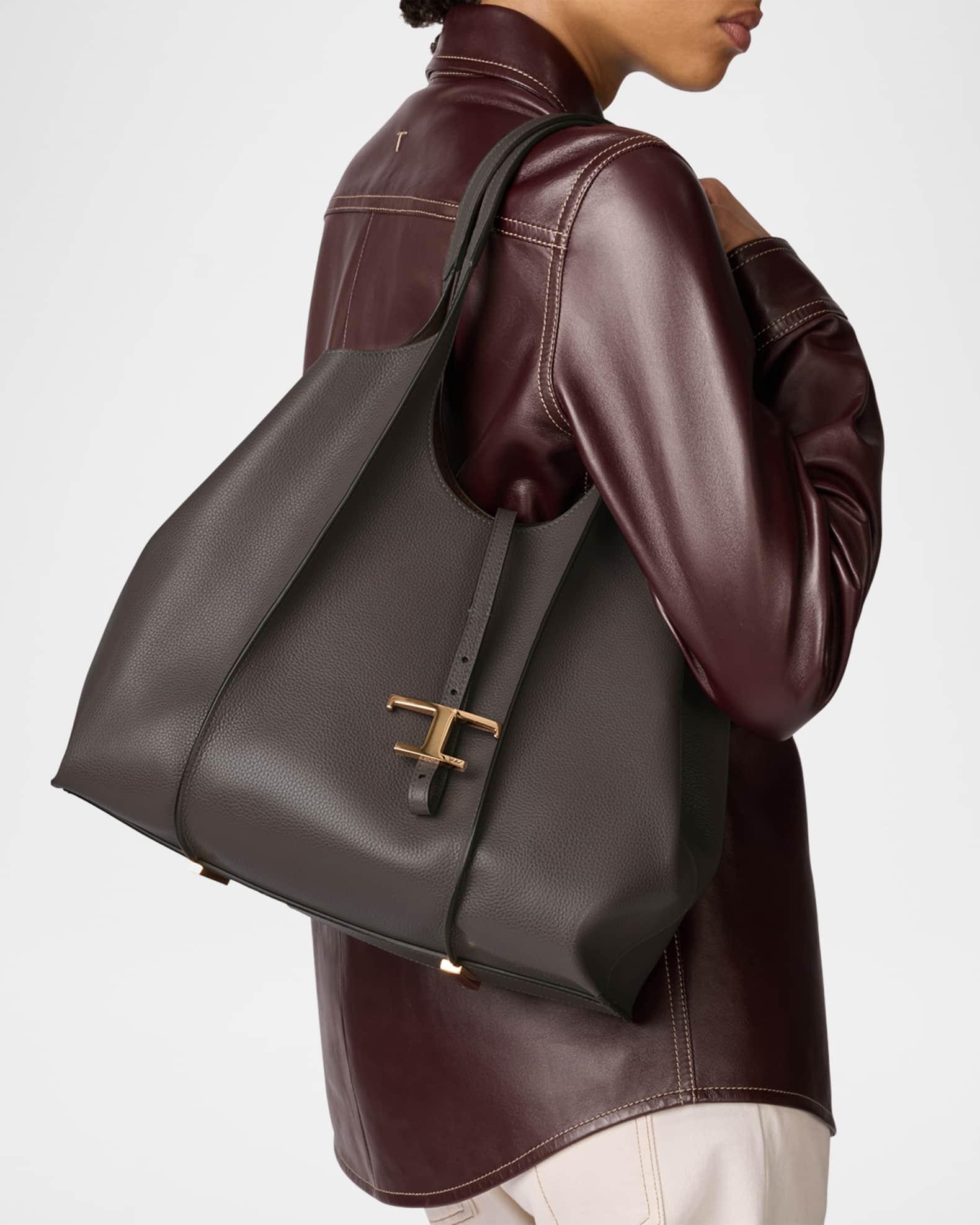 T Pendant Leather Shopper Tote Bag Product Image