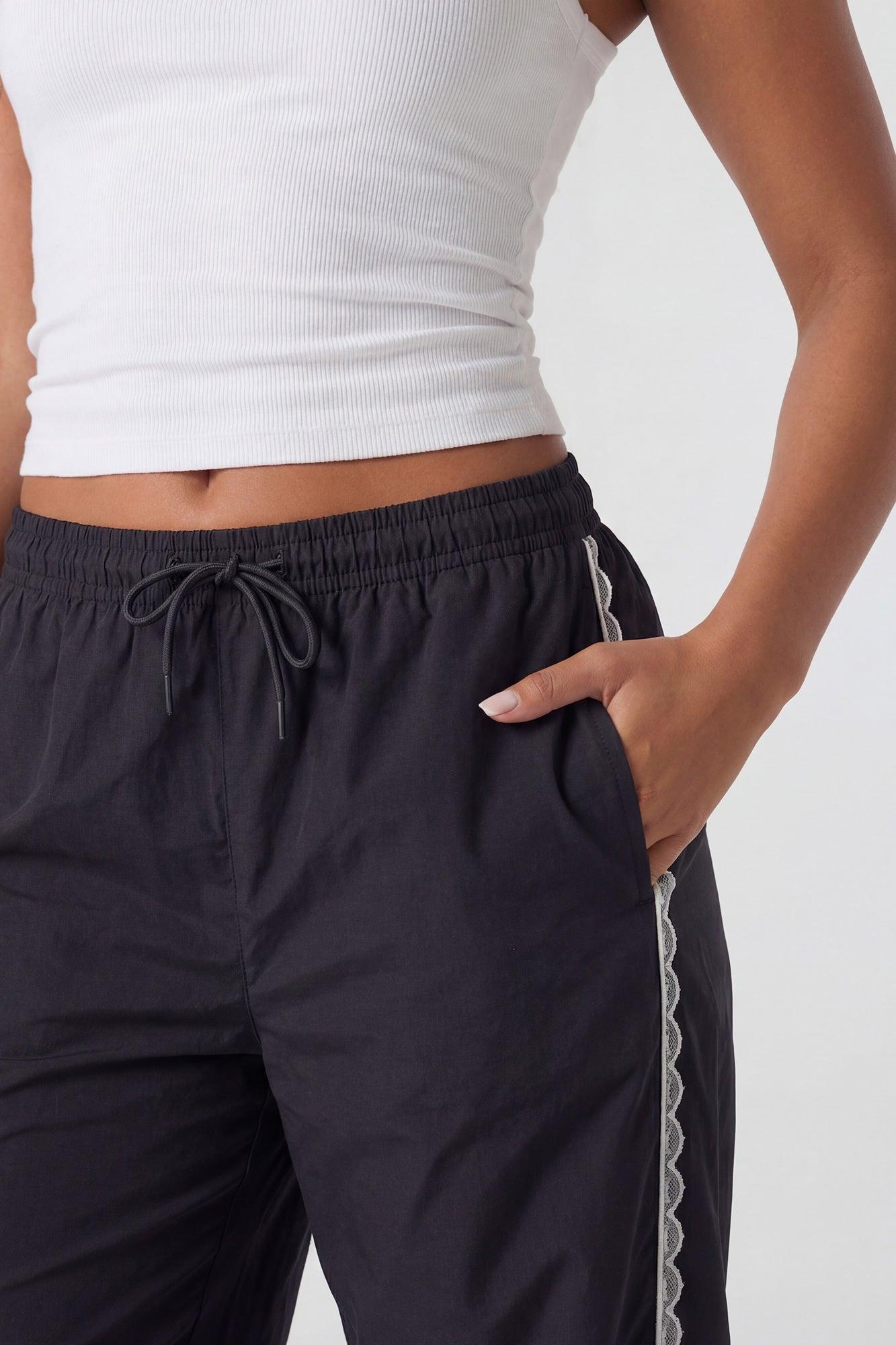 Nylon Lace Trim Wide Leg Pant Female Product Image