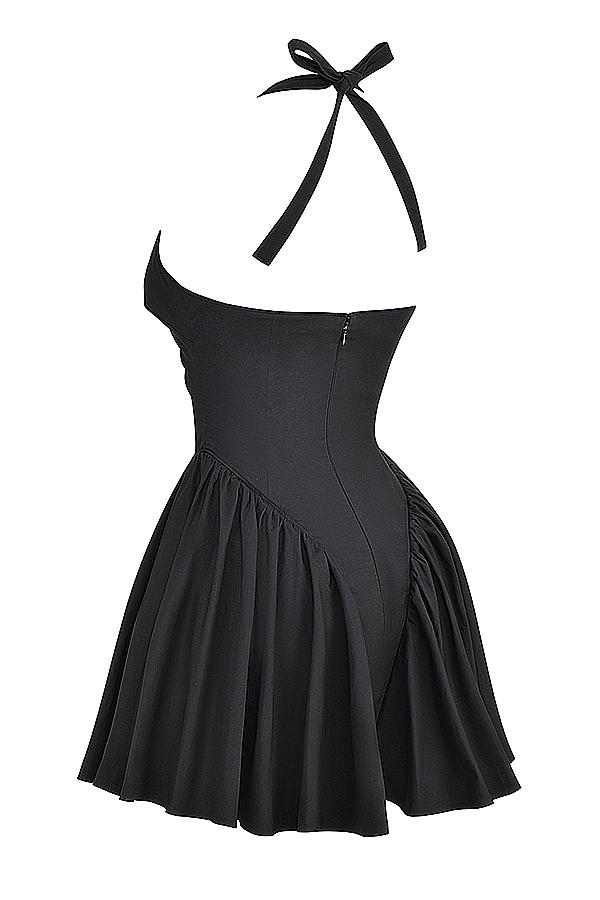 Valentia  black halter mini dress Product Image