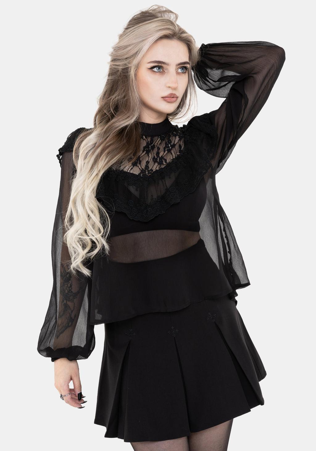 Myr Contrast Ruffle Lace Blouse Product Image