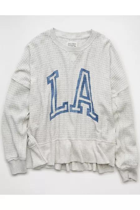 AE Big Hug Crew Neck Waffle Sweatshirt Women's Product Image