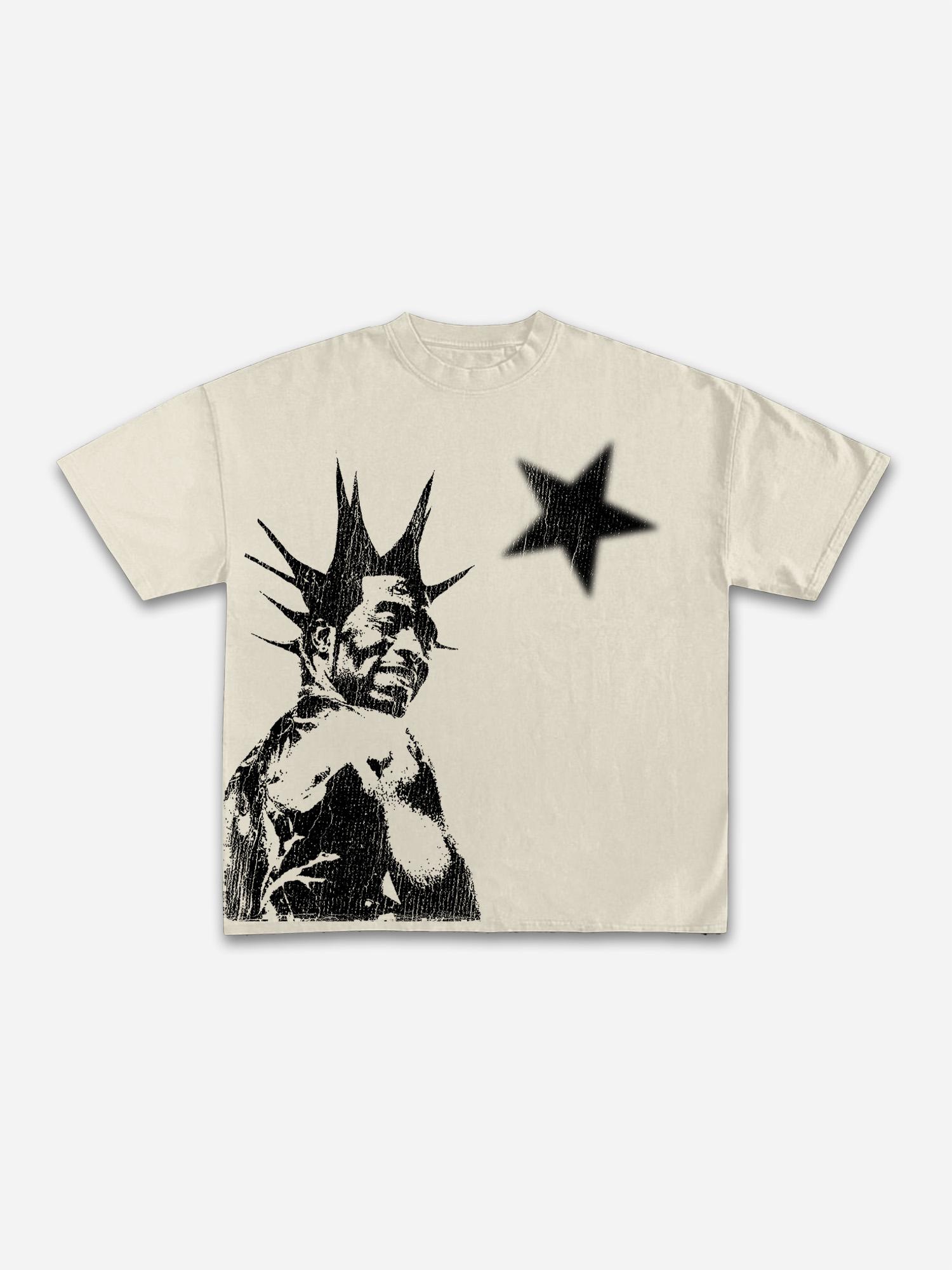 Cool Street Portrait Print Cotton T-shirt Product Image