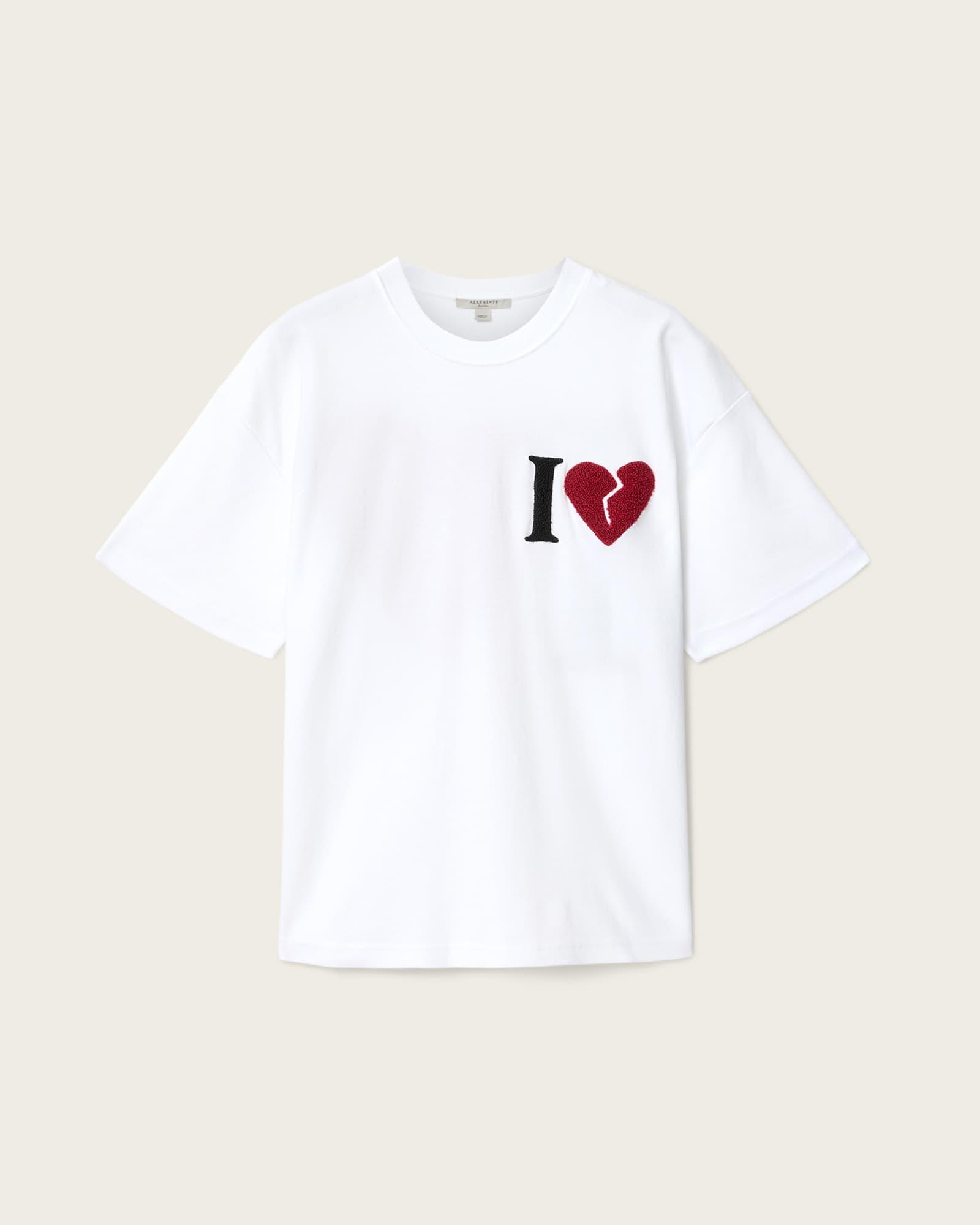 Heart Etta Oversized T-Shirt Optic White | ALLSAINTS US Product Image